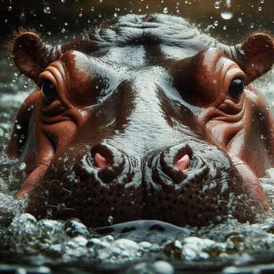 Hippopotamus eating grass